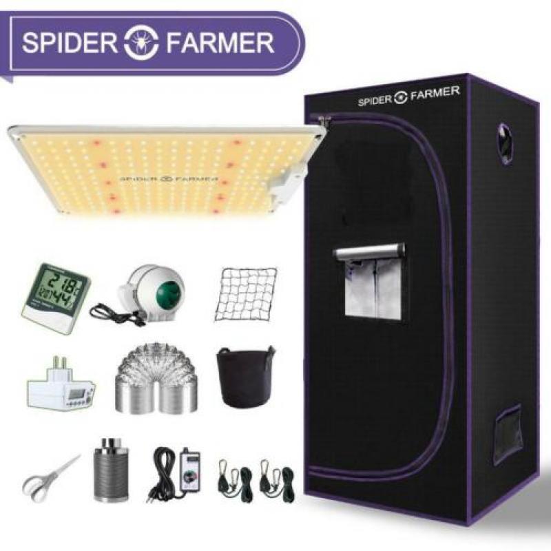 Compacte kweekset met Spider Farmer SF-1000 LED kweeklamp!