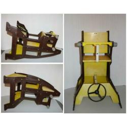 Hokus Pokus 3 in 1 stoel vintage geel bruin opknapper