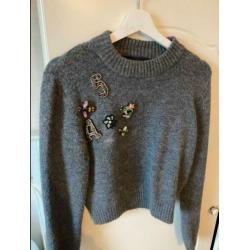 Zara grijze knitwear trui met patches dames