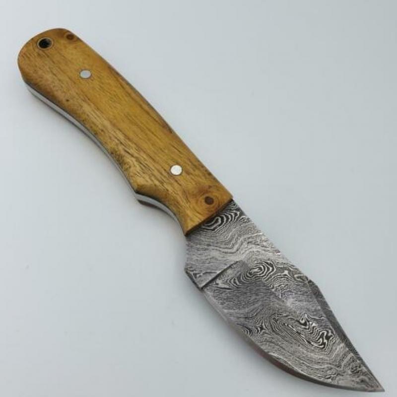 Mini Bushcrafter Outdoor Damast Staal mes / jachtmes lederen
