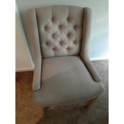 4 luxe landelijke eetkamerstoelen licht taupe/beige/zand