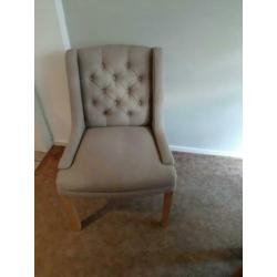 4 luxe landelijke eetkamerstoelen licht taupe/beige/zand