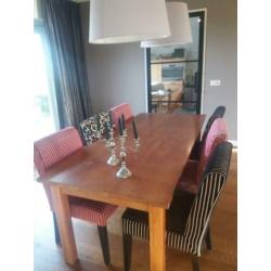 Eettafel 100 x 200 cm. met 6 stoelen