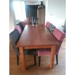 Eettafel 100 x 200 cm. met 6 stoelen