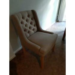 4 luxe landelijke eetkamerstoelen licht taupe/beige/zand