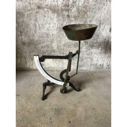 Vintage post weegschaaltje met emaille plaat