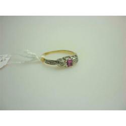 Ring 18K goud + robijn & diamanten / Z6287