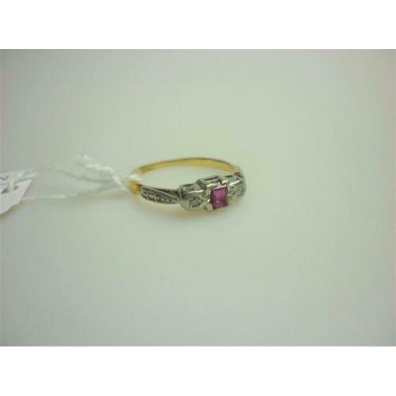 Ring 18K goud + robijn & diamanten / Z6287