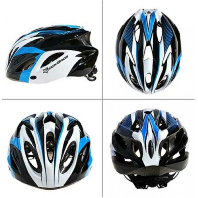 Fietshelm wielrenhelm mtb racefiets fiets helm blauw wit