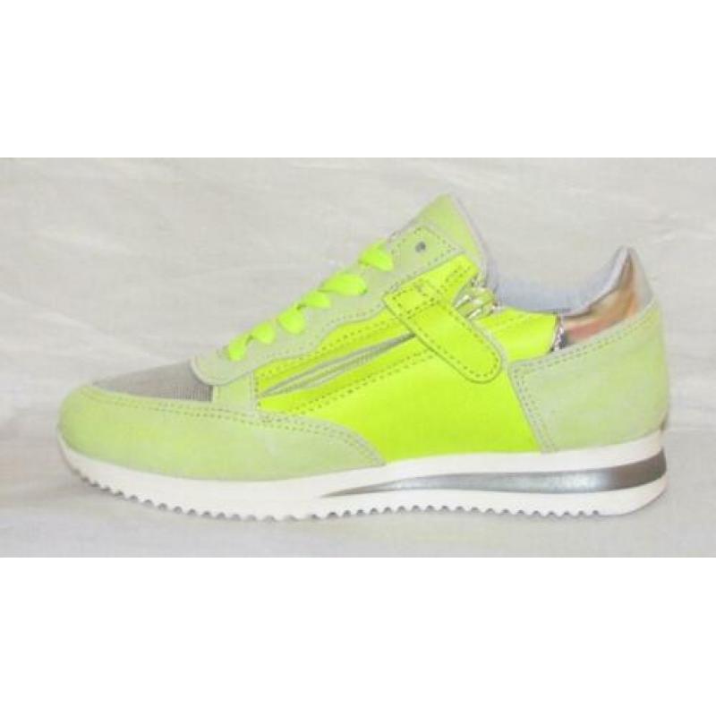 HIP maat 29 lerensneaker/rits neon geel - gratis verzenden