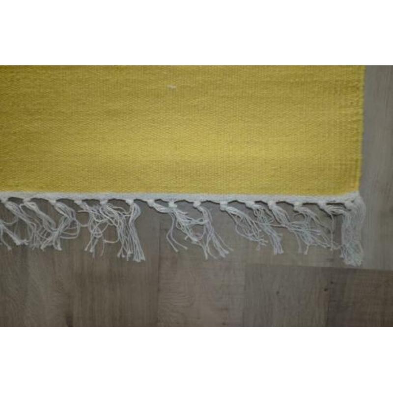 Groot Retro Kilim Vloerkleed/Tapijt Okergeel 160x230 cm