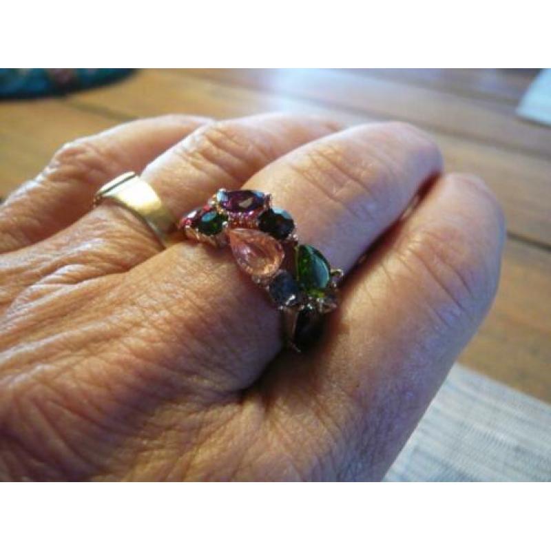 Ring multicolor synth. Edelsteentjes mt 18