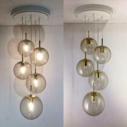 Cascade hanglamp Glashütte Limburg 5 bollen 60’er jaren