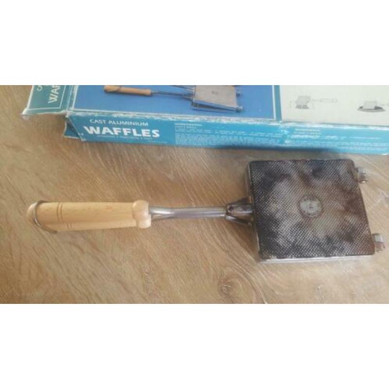 Wafelijzer voor open vuur gasfornuis kampvuur bbq vuurkorf