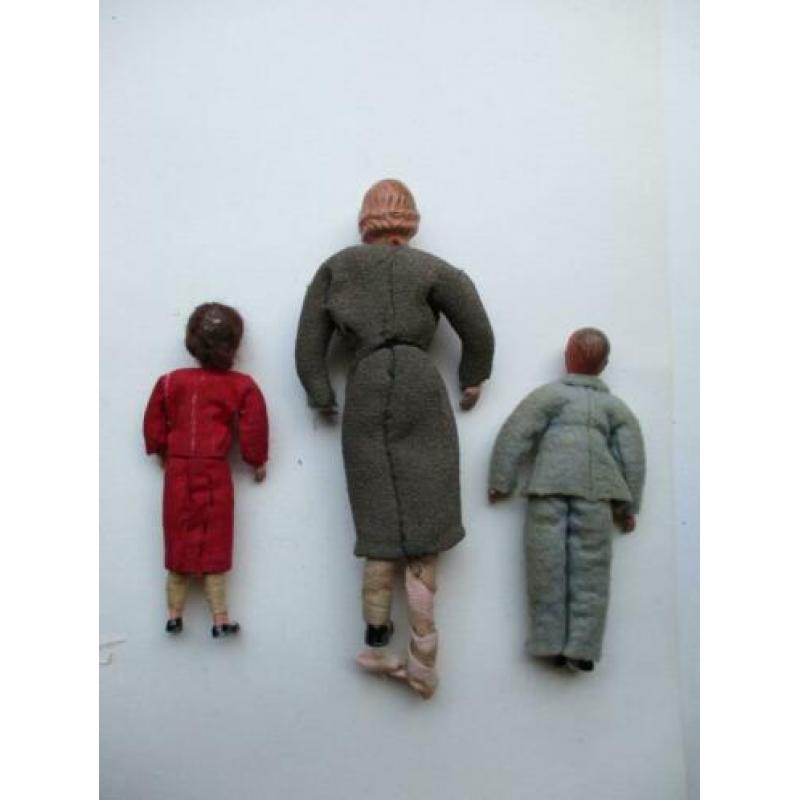 3 antieke poppenhuis popjes Caco Beige Puppchen