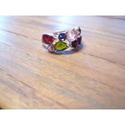 Ring multicolor synth. Edelsteentjes mt 18