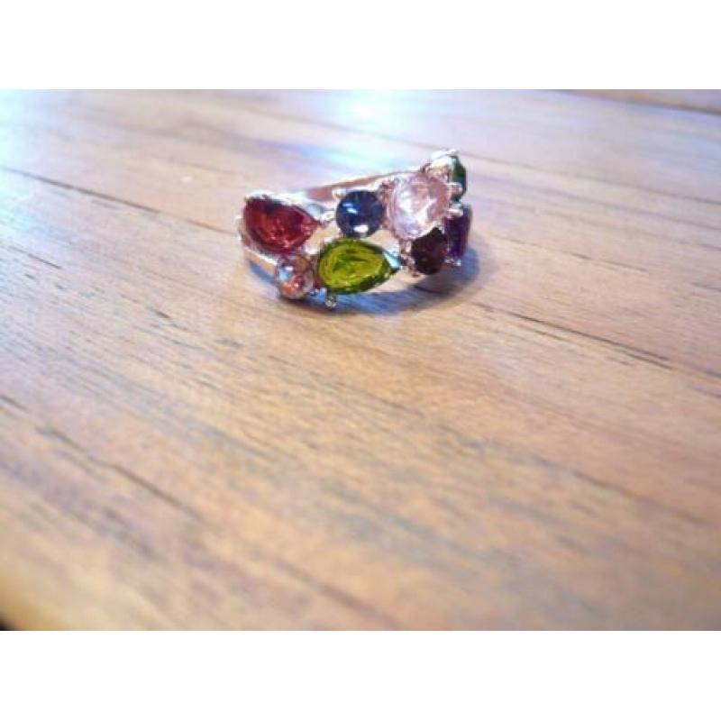 Ring multicolor synth. Edelsteentjes mt 18