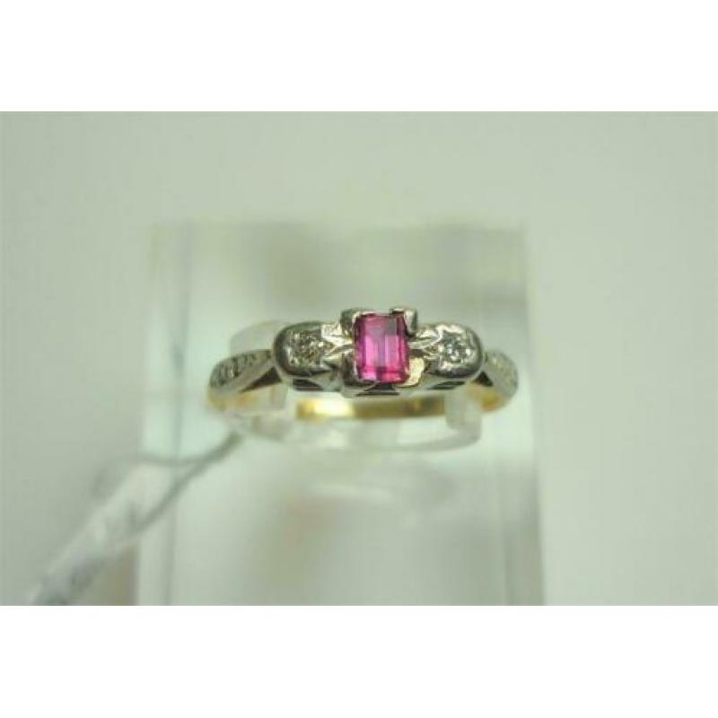Ring 18K goud + robijn & diamanten / Z6287