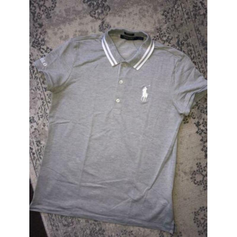 Ralph Lauren golf grijze polo groot logo wit 38 M