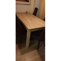 Houten eetafel + 5 stoelen