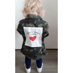 Blouse- jas legerprint groen meisjes camouflage maat 134