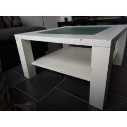 Witte salontafel met melkglas 73x73x40cm