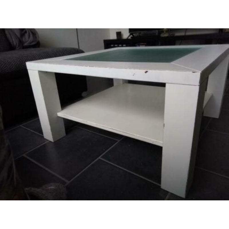 Witte salontafel met melkglas 73x73x40cm