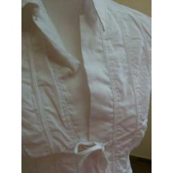 Witte katoenen blouse, tuniek, top DIDI strik sluiting 38 40