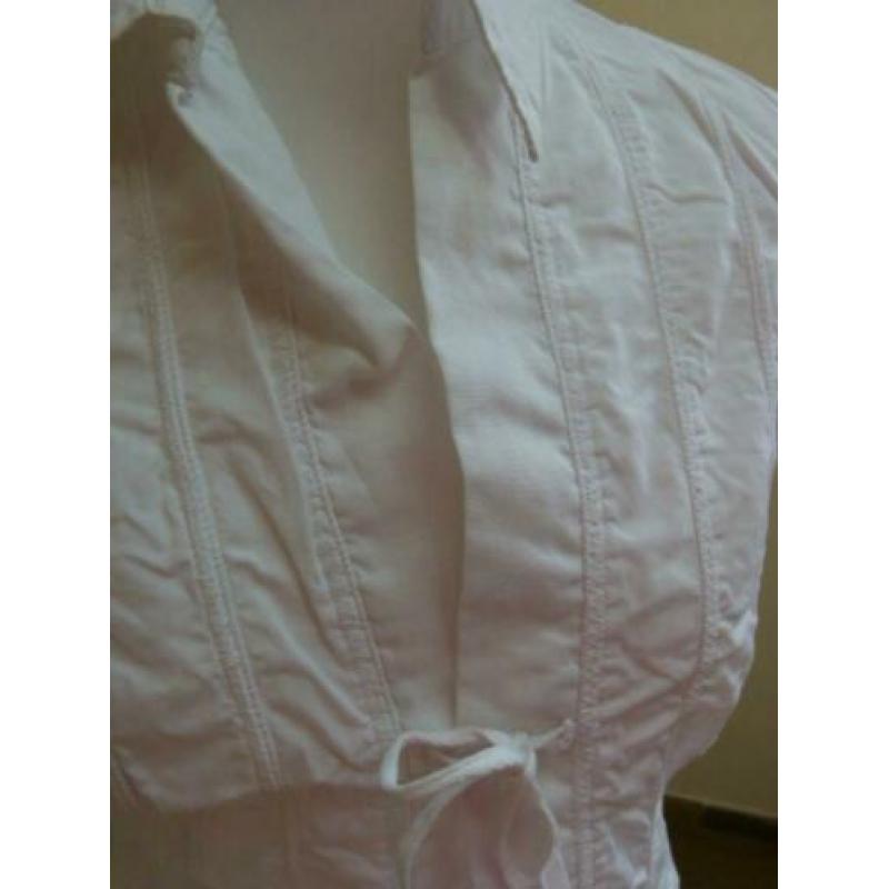 Witte katoenen blouse, tuniek, top DIDI strik sluiting 38 40