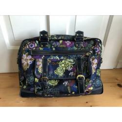 Laptoptas, gebloemd op paarse ondergrond, Oilily. 40 x30x11