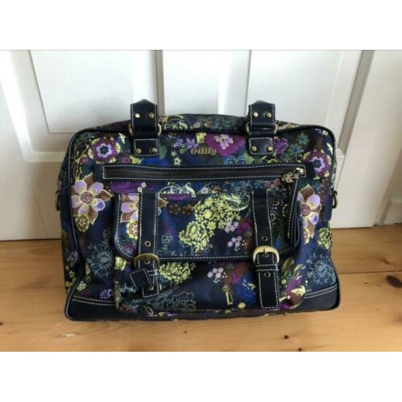 Laptoptas, gebloemd op paarse ondergrond, Oilily. 40 x30x11