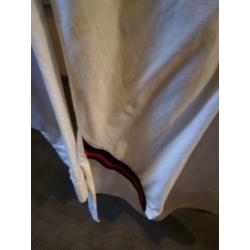 Witte blouse met kraag, zwart rode splitten, Zara Basic, XL