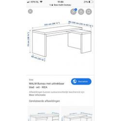 Prachtig Ikea bureau Malm compleet zgan