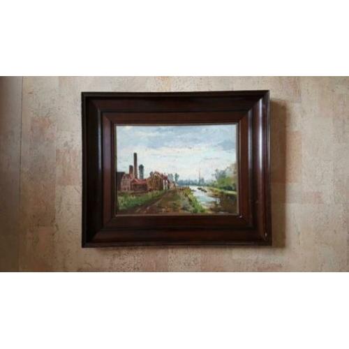 Klassiek schilderij. Industrie bij de Vaart