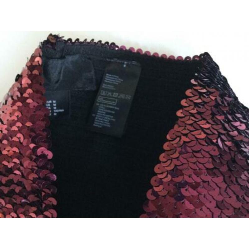 Pailletten top strapless rood H&M mt M