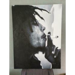 Bob marley schilderij 90x120cm geschilderd