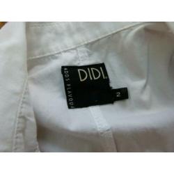 Witte katoenen blouse, tuniek, top DIDI strik sluiting 38 40