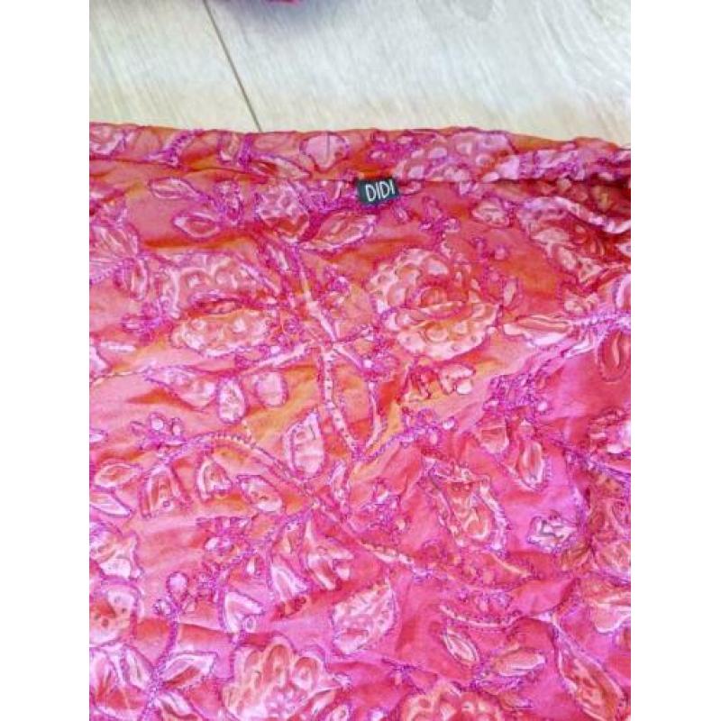 ( B 08) fleurige DIDI tuniek maat XL doorschijnend. ZGAN