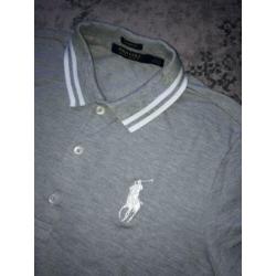 Ralph Lauren golf grijze polo groot logo wit 38 M