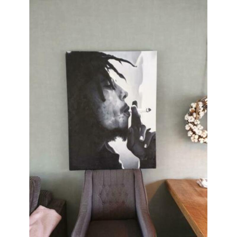 Bob marley schilderij 90x120cm geschilderd