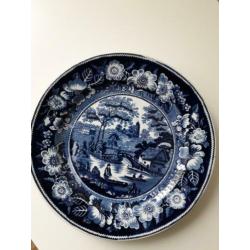 Delfts blauw bord Wild Rose.23 cm.
