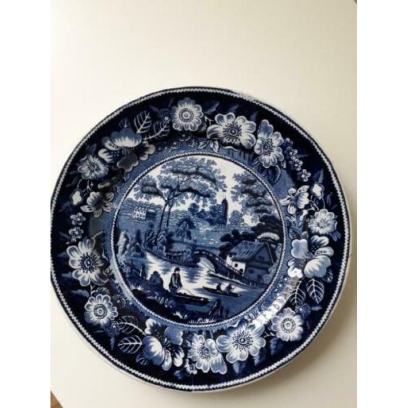 Delfts blauw bord Wild Rose.23 cm.