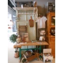 Brocante oude Franse houten deur / 2 m. x 44,5 cm.