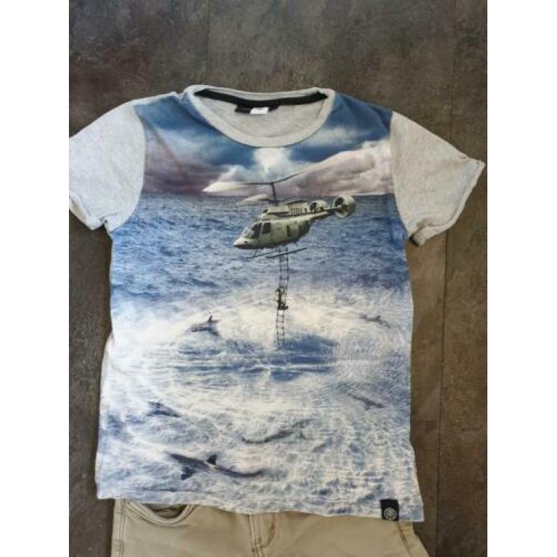 MOLO shirt met helikopter en beige korte broek 128