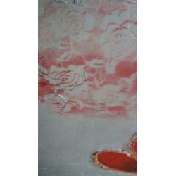 Modern schilderij, 100 x 100 cm, wit/zilver/rood