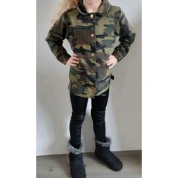 Blouse- jas legerprint groen meisjes camouflage maat 134