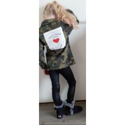 Blouse- jas legerprint groen meisjes camouflage maat 134