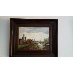 Klassiek schilderij. Industrie bij de Vaart