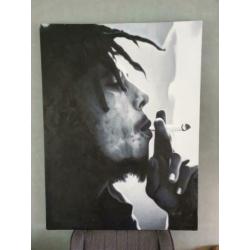 Bob marley schilderij 90x120cm geschilderd