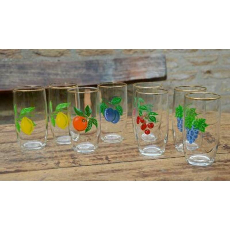 8 Vintage Drink Glazen